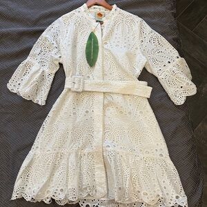 Farm Rio Off-White Mini Palm Dress
